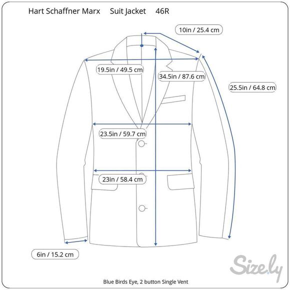 Hart Schaffner Marx Navy Birds Eye Gold Trumpeter Suit 46 R Pants 39 Read - Picture 12 of 13